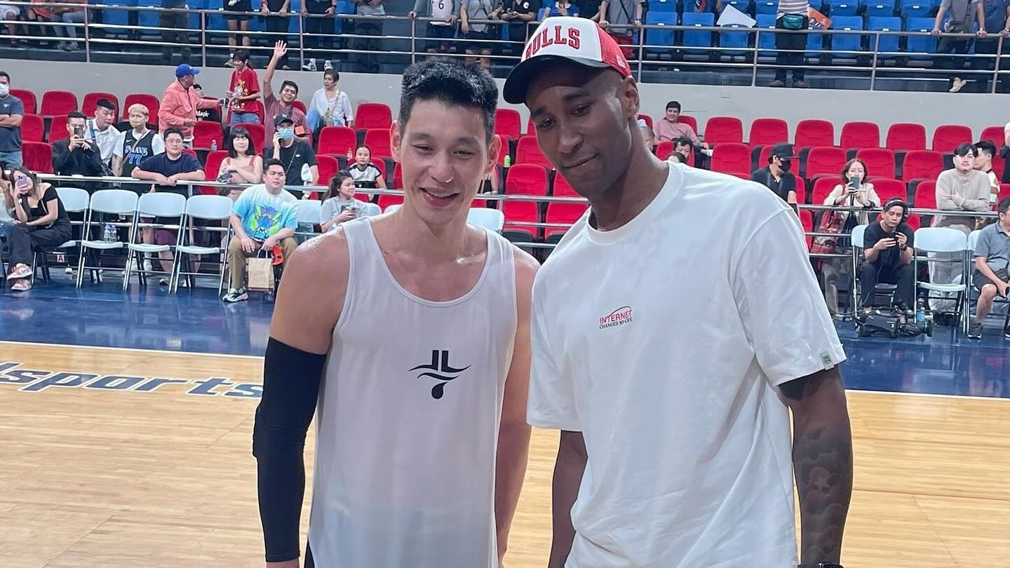 Brotherhood: Birthday boy Rondae Hollis-Jefferson showers Jeremy Lin in EASL reunion